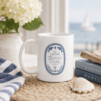 Personalised Beach Club Crest Coastal Mug
