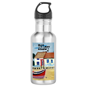 Personalised Beach House and Boat 532 Ml Water Bottle