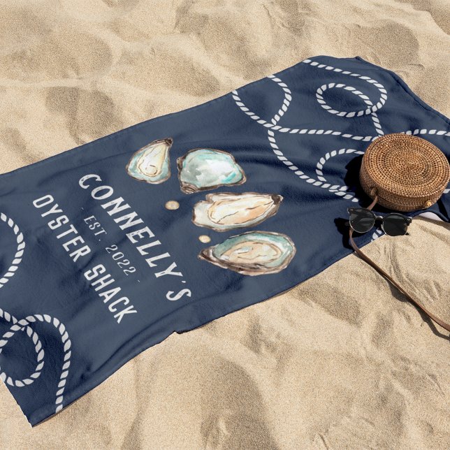 Personalised Beach House Oyster Shack Beach Towel (Creator Uploaded)