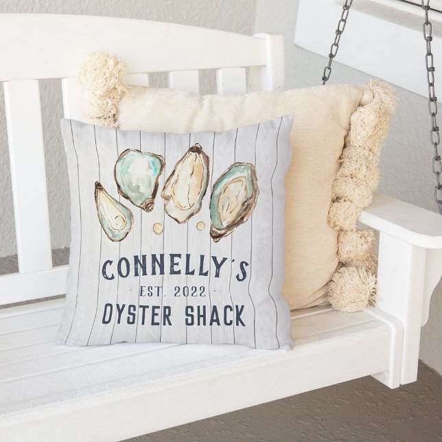 Personalised Beach House Oyster Shack Cushion (Creator Uploaded)