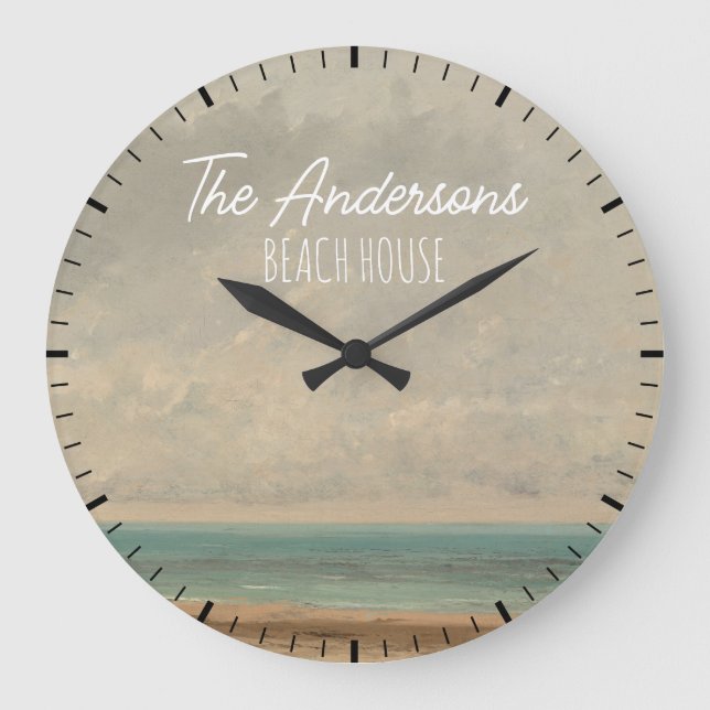 Personalised Beach House Seaside Wall Clock (Front)