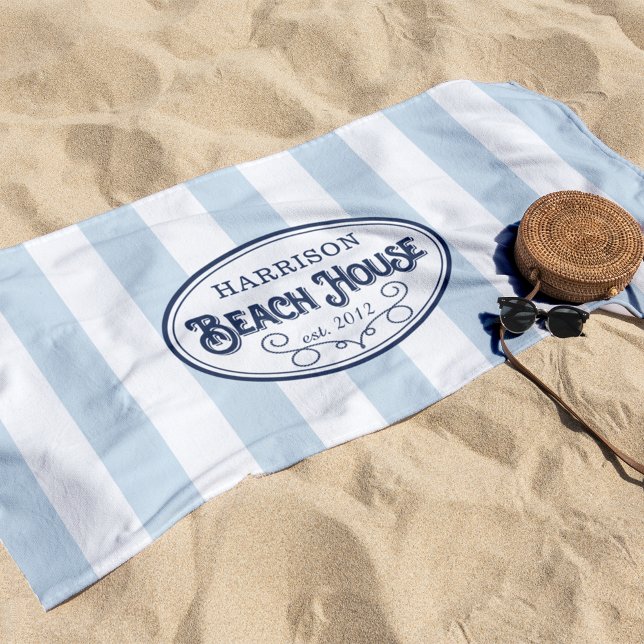 Personalised Beach House Stripe Towel (Creator Uploaded)