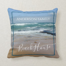 Personalised Beach House Throw Pillow