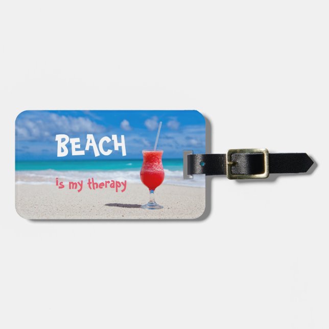 Personalised|| Beach is my therapy Luggage Tag (Front Horizontal)