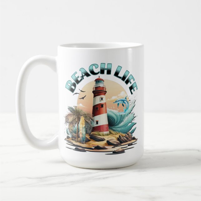 Personalised Beach Life Coffee Mug (Left)