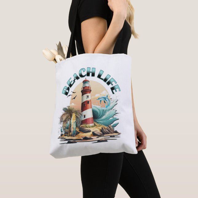 Personalised Beach Life Tote Bag (Close Up)