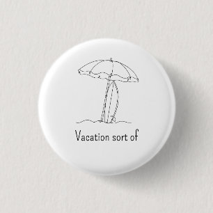 Personalised Beach Line Art Button Vacation