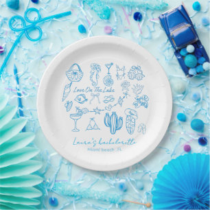 personalised beach Love On The Lake bachelorette  Paper Plate
