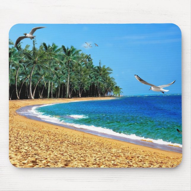 Personalised Beach Palm Tree Tropical Mouse Pad (Front)