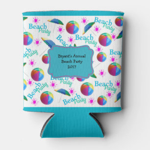 Personalised Beach Party Can Template Can Cooler