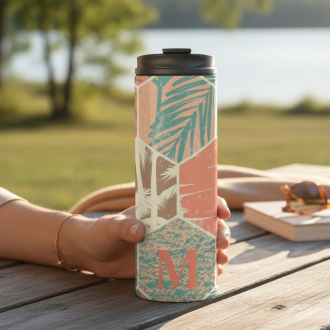 Personalised Beach Pattern Monogram Thermal Tumbler (Creator Uploaded)