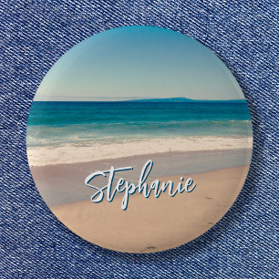 Personalised Beach Photo Ocean Blue Scenic 6 Cm Round Badge