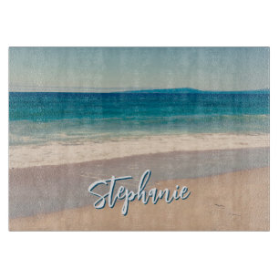 Personalised Beach Photo Ocean Blue Scenic Cutting Board