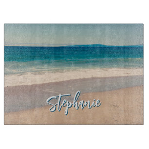 Personalised Beach Photo Ocean Blue Scenic Cutting Board