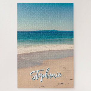 Personalised Beach Photo Ocean Blue Scenic Jigsaw Puzzle