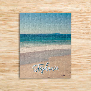 Personalised Beach Photo Ocean Blue Scenic Jigsaw Puzzle