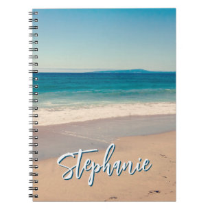 Personalised Beach Photo Ocean Blue Scenic Notebook