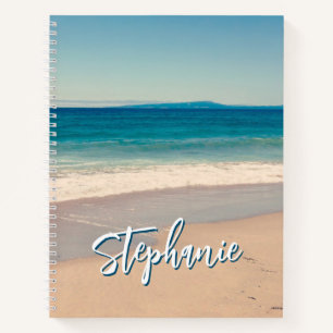 Personalised Beach Photo Ocean Blue Scenic Notebook