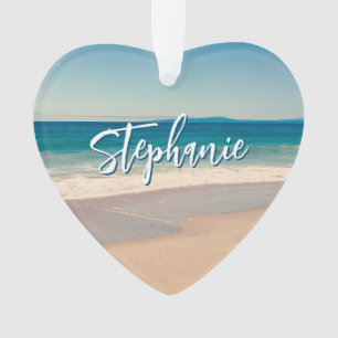 Personalised Beach Photo Ocean Blue Scenic Ornament