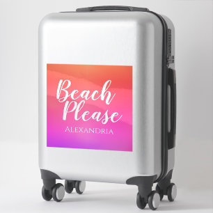 Personalised Beach Pink Orange Ombre Luggage