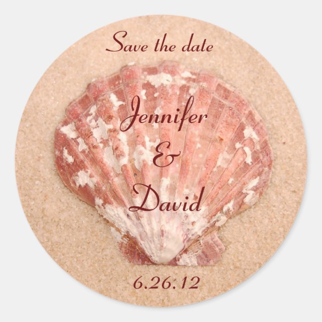 Personalised Beach Save the Date Envelope Seals (Front)