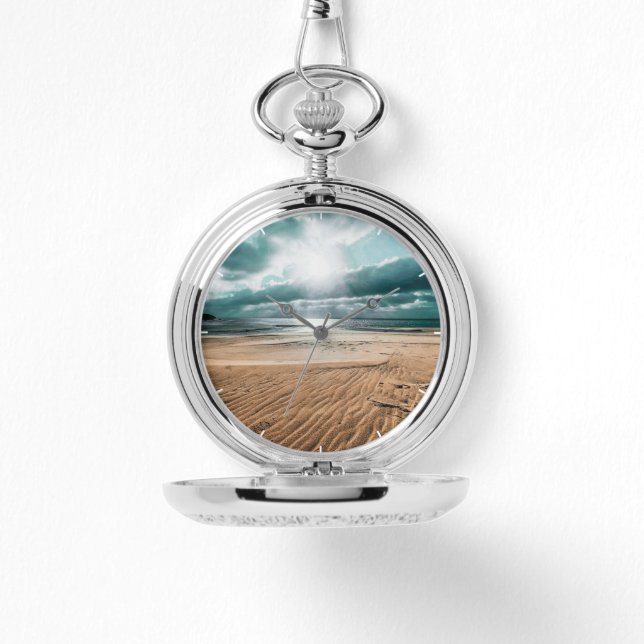 Personalised Beach Scene Clock Watch (Front)