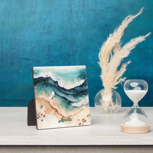 Personalised Beach Sea Waves Coastal Fun Plaque (Insitu)