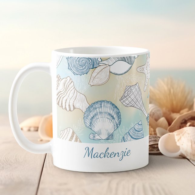 Personalised Beach Seashells Coffee Mug (Creator Uploaded)