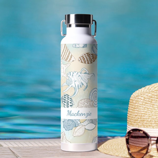 Personalised Beach Seashells Summer Water Bottle (Creator Uploaded)