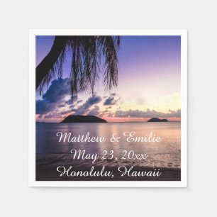 Personalised Beach Sunset Wedding Napkins