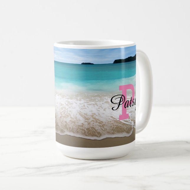 Personalised Beach Theme Coffee Mug (Front Right)