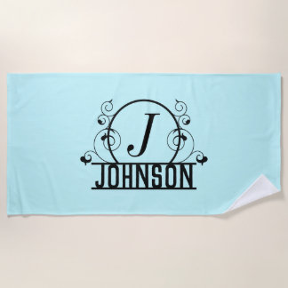 Personalised Beach Towel Custom Name Towel Blue