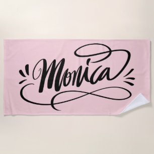 Personalised beach towel gift with the name Monica