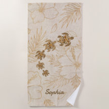 Personalised Beach Towel Name Sea Turtle Hawaii