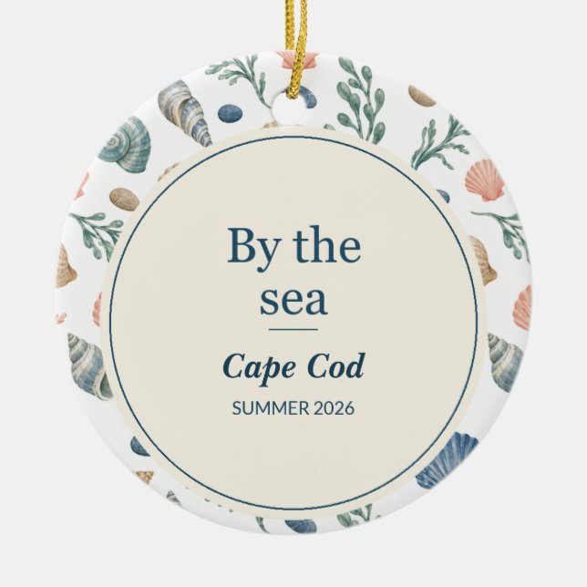 Personalised Beach Vacation Memory Ceramic Ornament (Front)