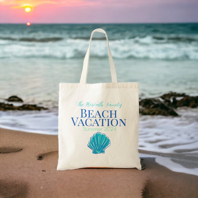 Personalised Beach Vacation Reunion Weekend Shell Tote Bag (Creator Uploaded)