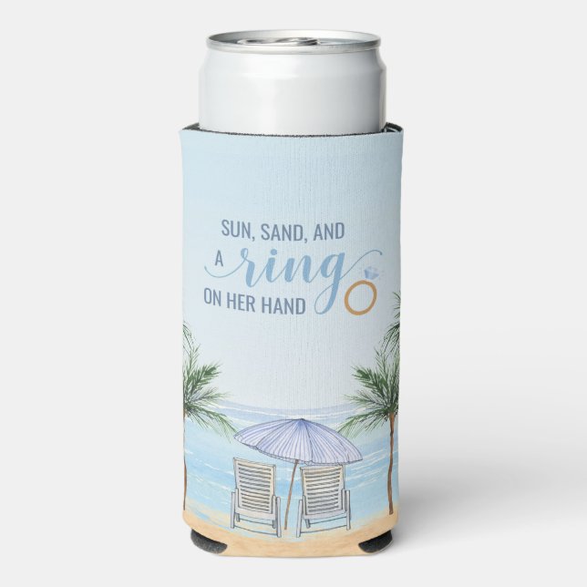 Personalised Beach Wedding Can Cooler (Seltzer Back)