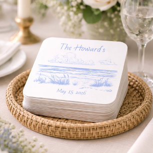 Personalised Beach Wedding Coasters
