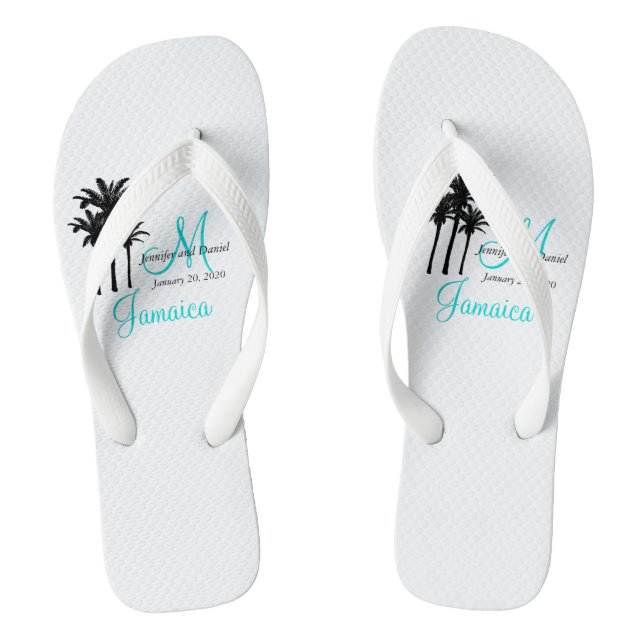 Personalised Beach Wedding Flip Flops (Footbed)