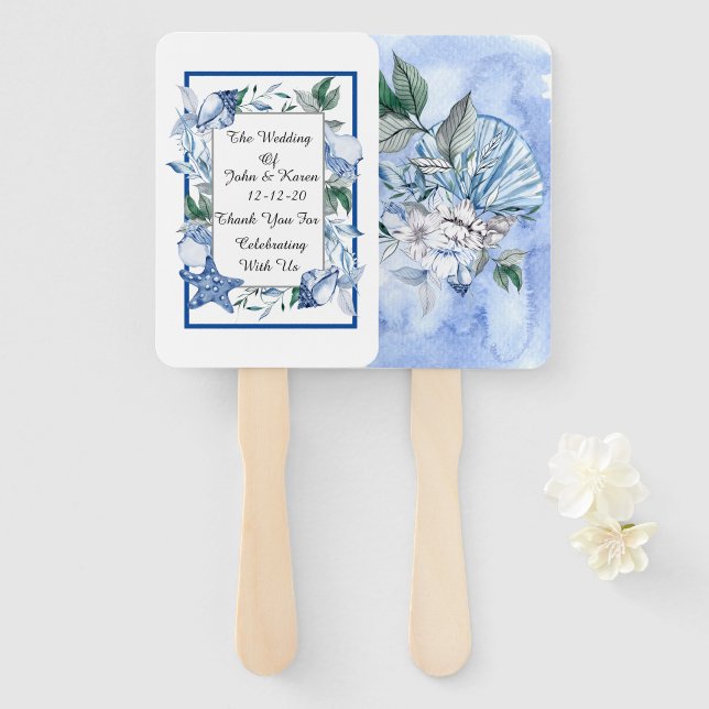 Personalised Beach Wedding Hand Fan (Front and Back)