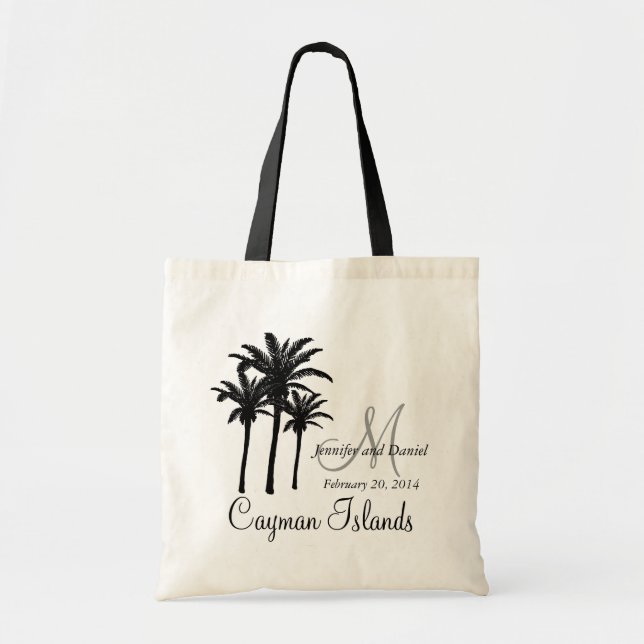 Personalised Beach Wedding Tote Bag Palm Trees (Front)