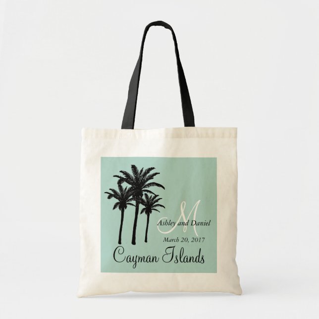 Personalised Beach Wedding Tote Bag Palm Trees (Front)