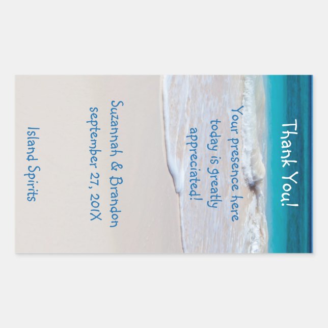 Personalised Beach Wedding Wine Label Template (Front)
