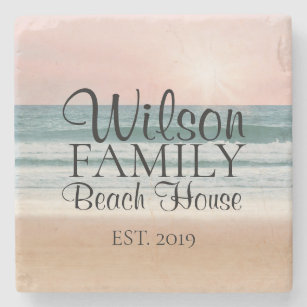 Personalised Beachy Seaside Costers Stone Coaster