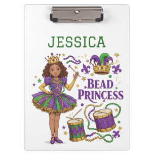 Personalised Bead Princess - Mardi Gras Clipboard