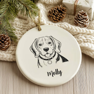 Personalised Beagle Dog Christmas Ceramic Ornament