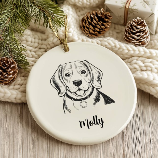 Personalised Beagle Dog Christmas Ceramic Ornament (Creator Uploaded)