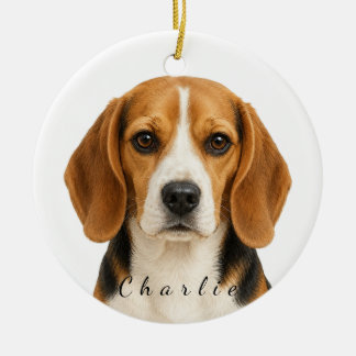 Personalised Beagle Dog Ornament with Custom Name