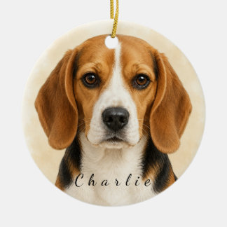 Personalised Beagle Dog Ornament with Custom Name