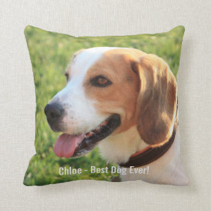 Personalised Beagle Dog Photo and Dog Name Cushion